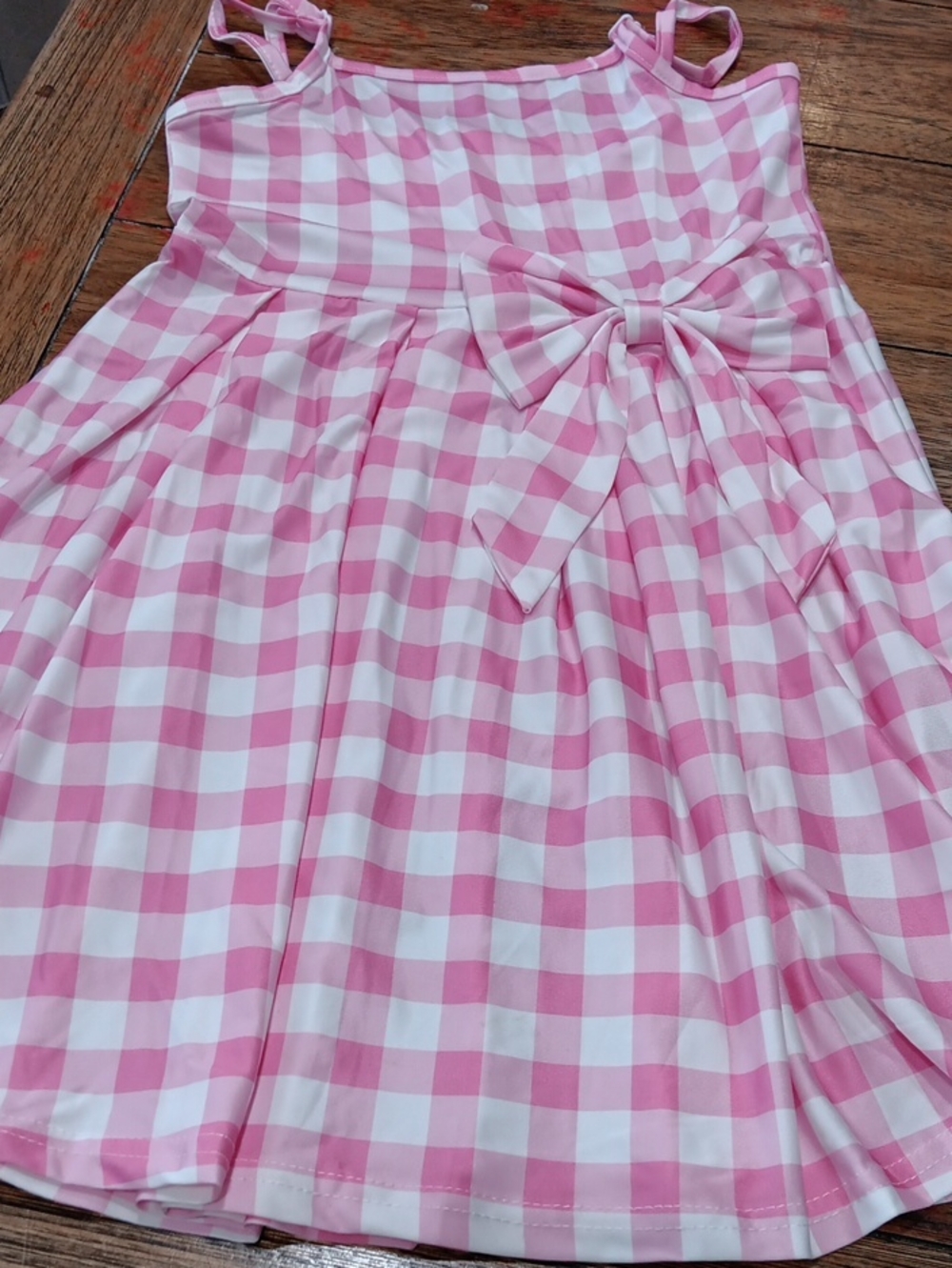 Pink Gingham Bow-Front Girls' Dress
